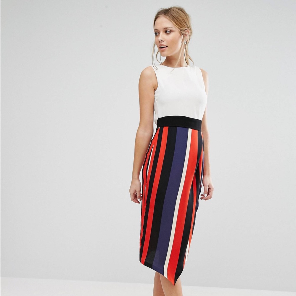 ASOS color block midi pencil dress